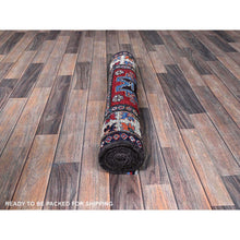 Load image into Gallery viewer, 2&#39;10&quot;x9&#39;8&quot; Crimson Red, Colorful Afghan Ersari With Turkish Knot, Caucasian Design Revival, Vegetable Dyes, Hand Knotted, Soft Wool, Densely Woven, Runner, Oriental Rug FWR3708