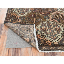 Load image into Gallery viewer, 5&#39;7&quot;x8&#39;5&quot; Chocolate Brown, Worn Wool Hand Knotted Vintage Persian Bakhtiar with Garden Patch Design, Sheared Low Distressed Look, Oriental Rug FWR371442