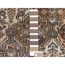 Load image into Gallery viewer, 5&#39;7&quot;x8&#39;5&quot; Chocolate Brown, Worn Wool Hand Knotted Vintage Persian Bakhtiar with Garden Patch Design, Sheared Low Distressed Look, Oriental Rug FWR371442