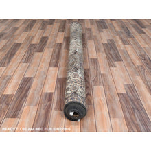 Load image into Gallery viewer, 5&#39;7&quot;x8&#39;5&quot; Chocolate Brown, Worn Wool Hand Knotted Vintage Persian Bakhtiar with Garden Patch Design, Sheared Low Distressed Look, Oriental Rug FWR371442