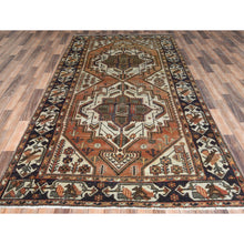 Load image into Gallery viewer, 5&#39;3&quot;x10&#39;10&quot; Hazelnut Brown, Distressed Look Worn Wool Hand Knotted, Vintage Persian Bakhtiar Sheared Low, Wide Runner Oriental Rug FWR371514