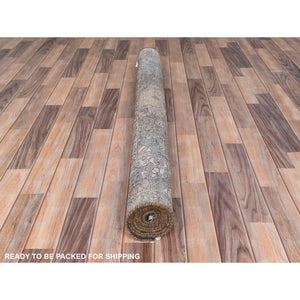5'x9'7" Mocha Brown, Vintage Persian Bakhtiar Sheared Low, Distressed Look Worn Wool Hand Knotted, Wide Runner Oriental Rug FWR371526