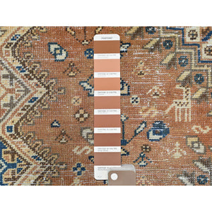 5'x9'8" Hazelnut Brown, Hand Knotted Vintage Persian Bakhtiar with Small Animal Figurines, Cropped Thin Distressed Look Worn Wool, Wide Runner Oriental Rug FWR371532