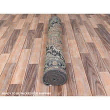 Load image into Gallery viewer, 3&#39;5&quot;x10&#39;1&quot; Vanilla Cream, Vintage Persian Lilahan Cropped Thin, Distressed Look Worn Wool Hand Knotted, Wide Runner Oriental Rug FWR371664