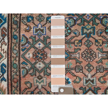 Load image into Gallery viewer, 3&#39;6&quot;x9&#39;7&quot; Terracotta Red, Vintage Persian Husainabad With Fish Mahi Design, Cropped Thin Distressed Look Worn Wool Hand Knotted, Runner Oriental Rug FWR371676