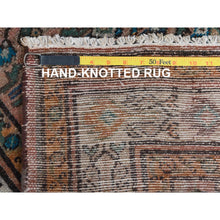 Load image into Gallery viewer, 3&#39;6&quot;x9&#39;7&quot; Terracotta Red, Vintage Persian Husainabad With Fish Mahi Design, Cropped Thin Distressed Look Worn Wool Hand Knotted, Runner Oriental Rug FWR371676