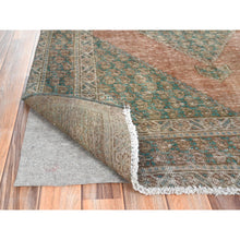 Load image into Gallery viewer, 4&#39;1&quot;x6&#39; Honey Brown, Hand Knotted Vintage Persian Shiraz Sheared Low, Distressed Look Worn Wool, Oriental Rug FWR371718
