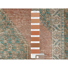 Load image into Gallery viewer, 4&#39;1&quot;x6&#39; Honey Brown, Hand Knotted Vintage Persian Shiraz Sheared Low, Distressed Look Worn Wool, Oriental Rug FWR371718