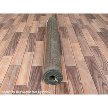 Load image into Gallery viewer, 4&#39;1&quot;x6&#39; Honey Brown, Hand Knotted Vintage Persian Shiraz Sheared Low, Distressed Look Worn Wool, Oriental Rug FWR371718