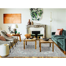 Load image into Gallery viewer, 8&#39;x10&#39;8&quot; Peach Color Distressed Look Vintage Persian Tabriz, Hand Knotted Worn Wool Sheared Low Shabby Chic Oriental Rug FWR371868