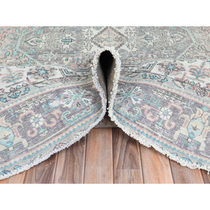 8'x10'8" Peach Color Distressed Look Vintage Persian Tabriz, Hand Knotted Worn Wool Sheared Low Shabby Chic Oriental Rug FWR371868