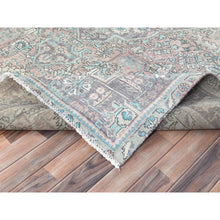 Load image into Gallery viewer, 8&#39;x10&#39;8&quot; Peach Color Distressed Look Vintage Persian Tabriz, Hand Knotted Worn Wool Sheared Low Shabby Chic Oriental Rug FWR371868