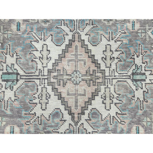 8'x10'8" Peach Color Distressed Look Vintage Persian Tabriz, Hand Knotted Worn Wool Sheared Low Shabby Chic Oriental Rug FWR371868