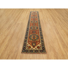 Load image into Gallery viewer, 2&#39;6&quot;x12&#39;2&quot; Organic Wool Red Antiqued Heriz Re-creation Hand Knotted Oriental Runner Rug FWR372066