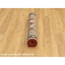 Load image into Gallery viewer, 4&#39;1&quot;x6&#39; Hand Knotted Red Antiqued Heriz Re-creation Geometric Design Pure Wool Oriental Rug FWR372126