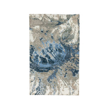 Load image into Gallery viewer, 3&#39;1&quot;x5&#39; Blue-Ivory Abstract Design Wool and Silk Hi-low Pile Hand Knotted Oriental Rug FWR372168