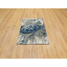 Load image into Gallery viewer, 3&#39;1&quot;x5&#39; Blue-Ivory Abstract Design Wool and Silk Hi-low Pile Hand Knotted Oriental Rug FWR372168