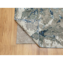 Load image into Gallery viewer, 3&#39;1&quot;x5&#39; Blue-Ivory Abstract Design Wool and Silk Hi-low Pile Hand Knotted Oriental Rug FWR372168