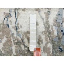 Load image into Gallery viewer, 3&#39;1&quot;x5&#39; Blue-Ivory Abstract Design Wool and Silk Hi-low Pile Hand Knotted Oriental Rug FWR372168
