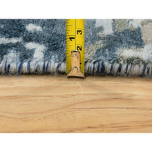 Load image into Gallery viewer, 3&#39;1&quot;x5&#39; Blue-Ivory Abstract Design Wool and Silk Hi-low Pile Hand Knotted Oriental Rug FWR372168