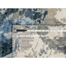 Load image into Gallery viewer, 3&#39;1&quot;x5&#39; Blue-Ivory Abstract Design Wool and Silk Hi-low Pile Hand Knotted Oriental Rug FWR372168