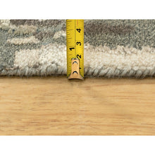 Load image into Gallery viewer, 4&#39;x12&#39; Hand Knotted Taupe Abstract Design Wool And Silk Wide Runner Hi-low Pile Oriental Rug FWR372204