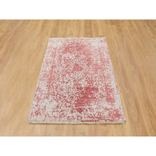 Load image into Gallery viewer, 3&#39;x5&#39; Wool And Pure Silk Pink Broken Persian Design Hand Knotted Oriental Rug FWR372258