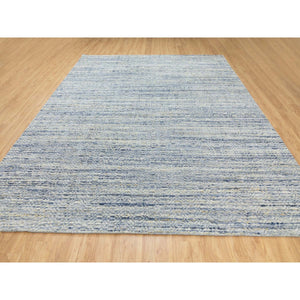 9'x11'9" Modern Blue Hand Loomed Variegated Textured Design Organic Wool Oriental Rug FWR372306
