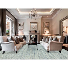 Load image into Gallery viewer, 11&#39;10&quot;x11&#39;10&quot; Seafoam Green Hand Loomed Variegated Textured Design Organic Wool Transitional Oriental Square Rug FWR372312