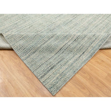 Load image into Gallery viewer, 11&#39;10&quot;x11&#39;10&quot; Seafoam Green Hand Loomed Variegated Textured Design Organic Wool Transitional Oriental Square Rug FWR372312