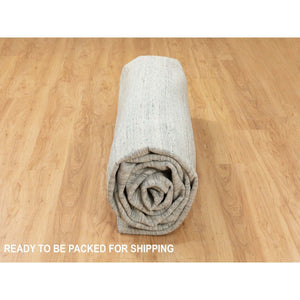 11'10"x11'10" Seafoam Green Hand Loomed Variegated Textured Design Organic Wool Transitional Oriental Square Rug FWR372312