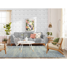 Load image into Gallery viewer, 6&#39;1&quot;x9&#39; Light Gray Jacquard Hand Loomed Modern Natural Wool And Plant Based Silk Oriental Rug FWR372336