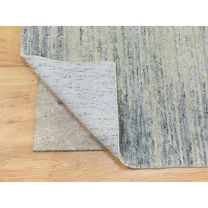 6'1"x9' Light Gray Jacquard Hand Loomed Modern Natural Wool And Plant Based Silk Oriental Rug FWR372336