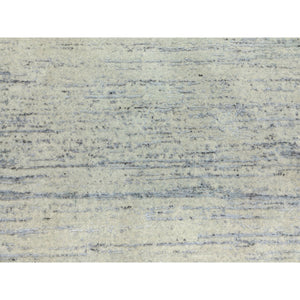 6'1"x9' Light Gray Jacquard Hand Loomed Modern Natural Wool And Plant Based Silk Oriental Rug FWR372336