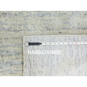 6'1"x9' Light Gray Jacquard Hand Loomed Modern Natural Wool And Plant Based Silk Oriental Rug FWR372336