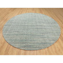 Load image into Gallery viewer, 10&#39;x10&#39; Seafoam Green Hand Loomed Variegated Textured Design Organic Wool Transitional Oriental Round Rug FWR372372