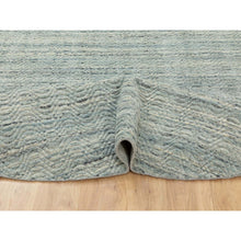 Load image into Gallery viewer, 10&#39;x10&#39; Seafoam Green Hand Loomed Variegated Textured Design Organic Wool Transitional Oriental Round Rug FWR372372
