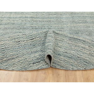 10'x10' Seafoam Green Hand Loomed Variegated Textured Design Organic Wool Transitional Oriental Round Rug FWR372372