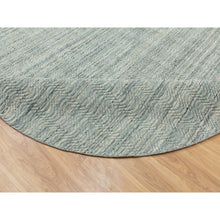 Load image into Gallery viewer, 10&#39;x10&#39; Seafoam Green Hand Loomed Variegated Textured Design Organic Wool Transitional Oriental Round Rug FWR372372