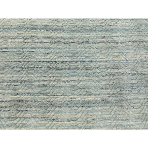 10'x10' Seafoam Green Hand Loomed Variegated Textured Design Organic Wool Transitional Oriental Round Rug FWR372372