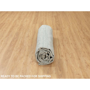10'x10' Seafoam Green Hand Loomed Variegated Textured Design Organic Wool Transitional Oriental Round Rug FWR372372