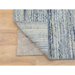 9'x11'10" Ivory Hand Loomed Variegated Textured Design Organic Wool Transitional Oriental Rug FWR372378