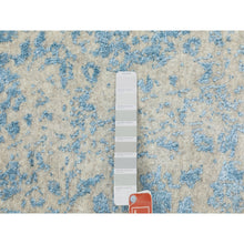 Load image into Gallery viewer, 9&#39;10&quot;x9&#39;10&quot; Ivory With Touches Of Blue Jacquard Hand Loomed Broken Cypress Tree Design Thick And Plush Wool And Plant Based Silk Oriental Round Rug FWR372396
