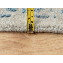 Load image into Gallery viewer, 9&#39;10&quot;x9&#39;10&quot; Ivory With Touches Of Blue Jacquard Hand Loomed Broken Cypress Tree Design Thick And Plush Wool And Plant Based Silk Oriental Round Rug FWR372396