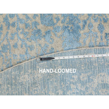 Load image into Gallery viewer, 9&#39;10&quot;x9&#39;10&quot; Ivory With Touches Of Blue Jacquard Hand Loomed Broken Cypress Tree Design Thick And Plush Wool And Plant Based Silk Oriental Round Rug FWR372396