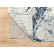Load image into Gallery viewer, 9&#39;1&quot;x12&#39; Denim Blue 100% Textured Wool With Areas Of Distressed Pile Modern Design Hand Knotted Oriental Rug FWR372402