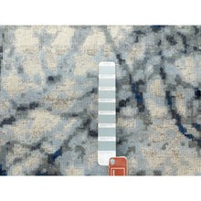 Load image into Gallery viewer, 9&#39;1&quot;x12&#39; Denim Blue 100% Textured Wool With Areas Of Distressed Pile Modern Design Hand Knotted Oriental Rug FWR372402