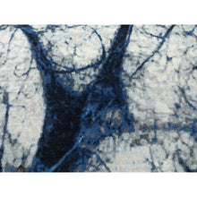 Load image into Gallery viewer, 9&#39;1&quot;x12&#39; Denim Blue 100% Textured Wool With Areas Of Distressed Pile Modern Design Hand Knotted Oriental Rug FWR372402