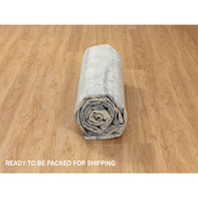 Load image into Gallery viewer, 9&#39;1&quot;x12&#39; Denim Blue 100% Textured Wool With Areas Of Distressed Pile Modern Design Hand Knotted Oriental Rug FWR372402