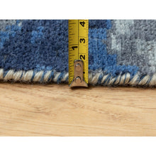 Load image into Gallery viewer, 9&#39;1&quot;x12&#39; Denim Blue 100% Textured Wool With Areas Of Distressed Pile Modern Design Hand Knotted Oriental Rug FWR372402